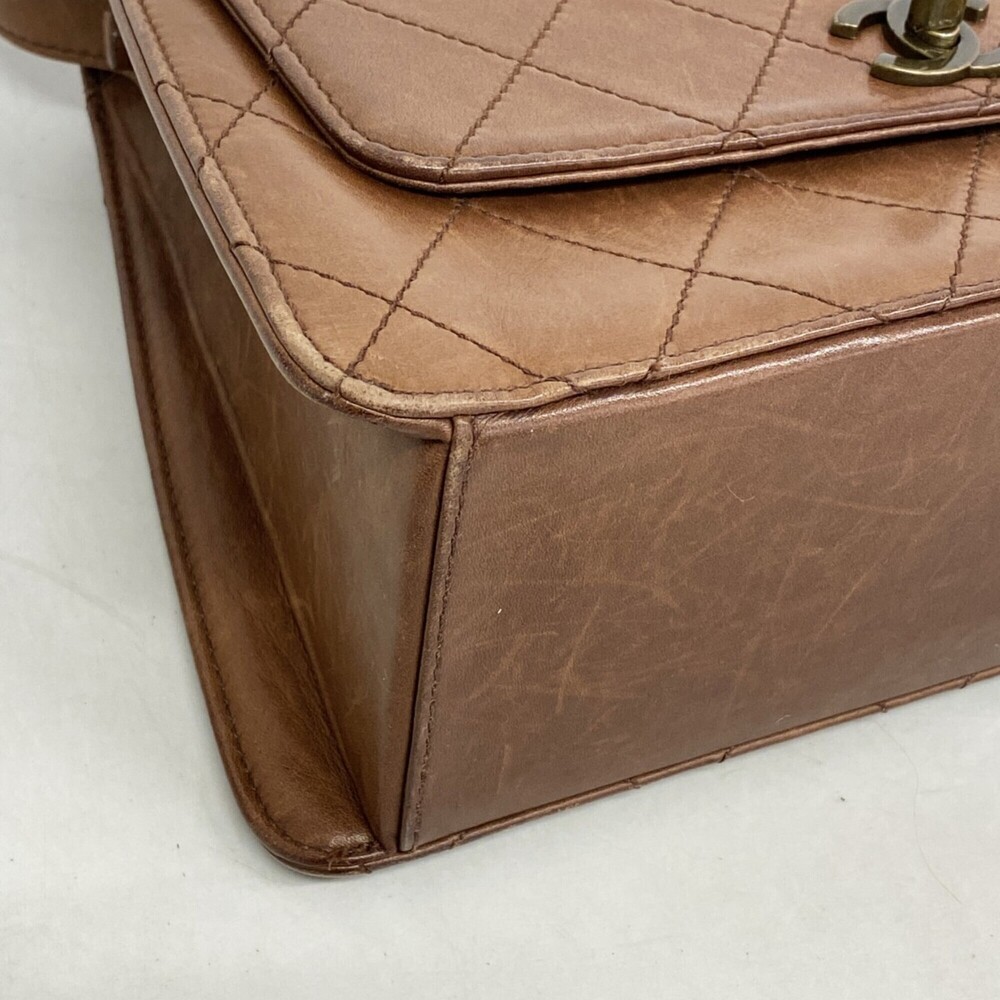 CHANEL Brown Lambskin Leather Shoulder Bag - Picture 7 of 12